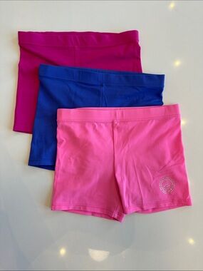 Girls Hot and Dark Pink, and Royal Blue Athletic/Dance Shorts 3 piece Set